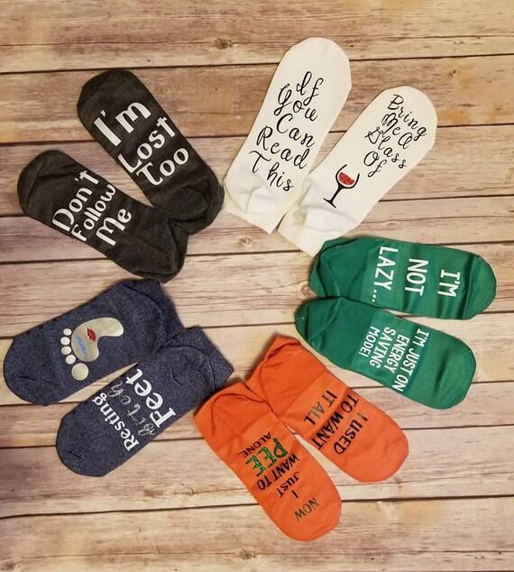 Items similar to Custom funny socks with sayings! Different colors
