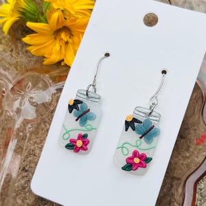 Firefly Earrings l Stainless Steel Earrings l Lightweight Earrings l Clay Earrings l Lightning Bug Earrings l Renaissance Faire Jewelry