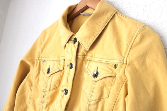 pastel yellow denim jacket