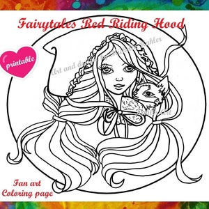Little Red  Coloring Page. Fairytale Coloring. Fantasy Coloring.