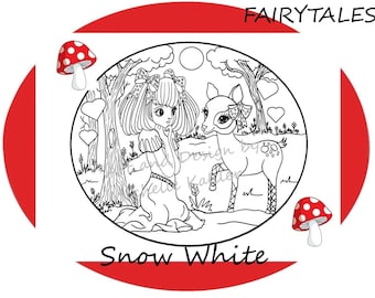 Snow White Coloring page. Printable. Fan Art. Fairy Tale Coloring. Fantasy coloring.