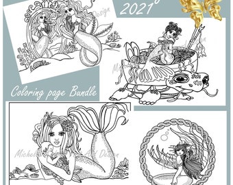 Mermay 2021 Mermaid Coloring Bundle. Printable. Coloring pack. Fantasy Coloring. Mermay Madness.