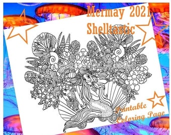 Detailed Mermaid Coloring Page . Printable. Coloring Mermaids. Coloring shells. Fantasy Coloring. Mermaid Art