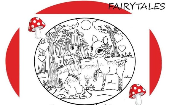 Fairytale Coloring Bundle. Printable 4 page bundle. Fairytale Colouring. fantasy Coloring. Digital Coloring. Fan Art.