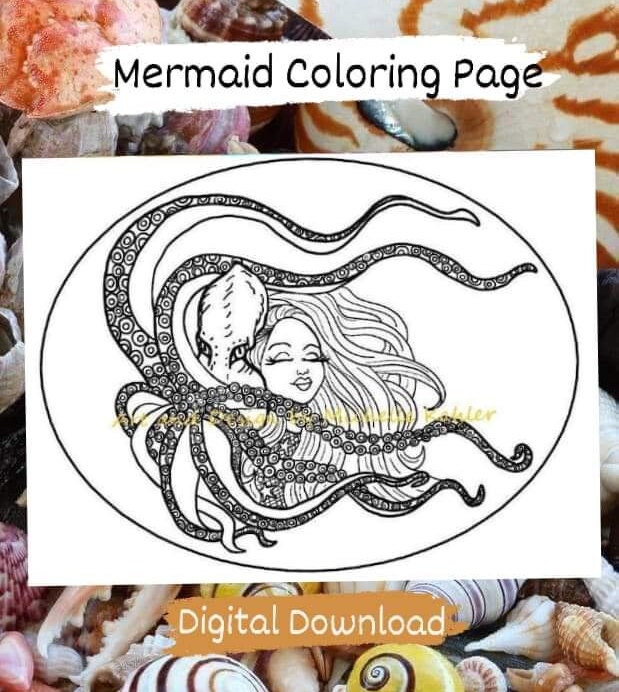 Octopus Garden Coloring Page Instant Download Be the Artist 