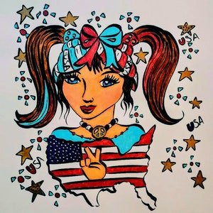 Coloring page  of United States (printable ). 4th of July Coloring. Peace Coloring.