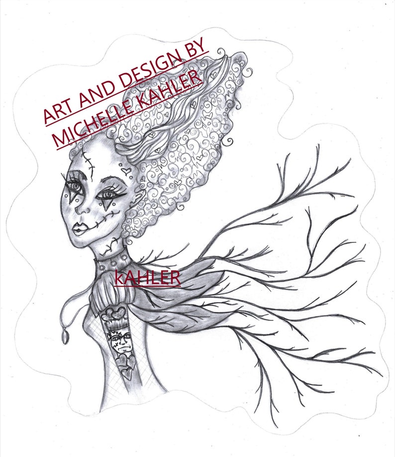 Frankenstein's Bride Printable Coloring Page - Etsy