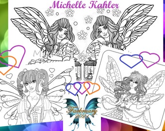 Faebruary Fairy Coloring event 2021 Coloring Bundle. Fairy Coloring. Printable Coloring.
