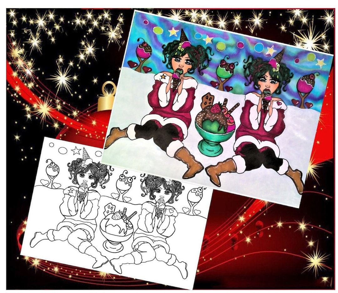 Dolly Sue Twins Sugar Daze Coloring Page. Printable. Winter Etsy