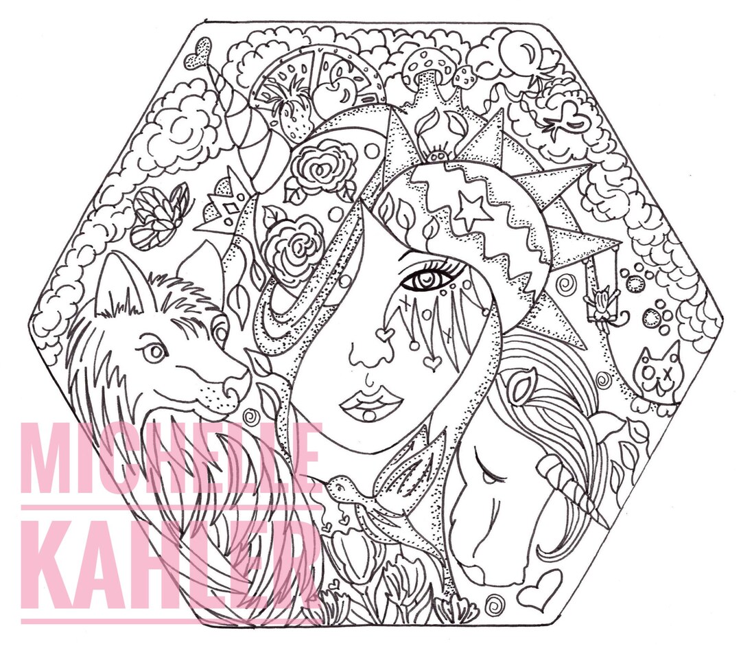 1 Printable Coloring Page of Cosmic Beauty - Etsy