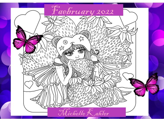 Strawberry Breakfast for Fairy Coloring Page. Printable. | Etsy