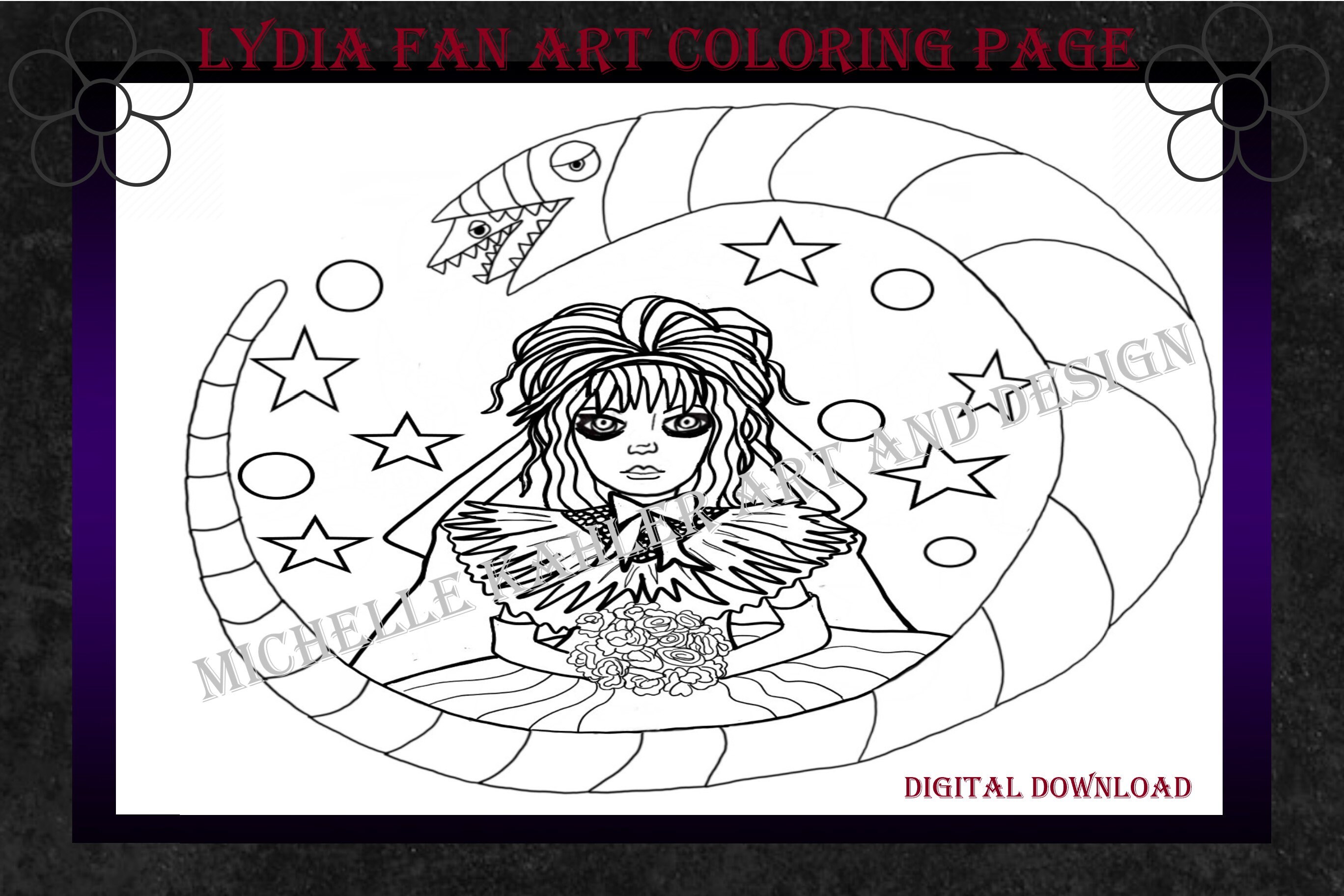 Lydia Fan Art Coloring Page. Digital Download. Beetlejuice Fan | Etsy