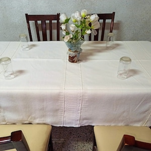 Cotton Mexican Tablecloth - Oaxaca Tablecloth. Hand woven Tablecloth One Color. Different Sizes. White/Gray/Black Tablecloth.