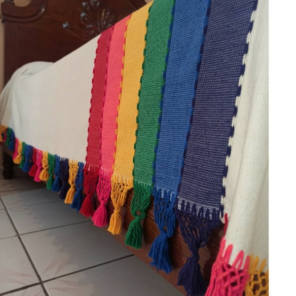 Pride Bedcover/Rainbow Quilt. Handmade Mexican Quilt Made Of Cotton. Colorful Special Edition.Different Sizes (Twin, Full, Queen, King Size)