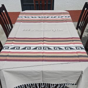Tablecloth with Greek Designs. Cotton Tablecloth. Handmade from Oaxaca, México. Special Edition. Oaxacan Tablecloth. 6.50&quot; Ft.
