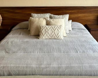 Handmade Mexican Bedspread/Quilt Sizes: Single 5&#39; x 8&#39; 5&quot;, Full 6&#39; 5&quot; x 8&#39; 5&quot;, Queen 8&#39; x 9&#39; 2&quot; King 9&#39; 9&quot; x 9&#39; 9&quot;. Made of Cotton in Mexico