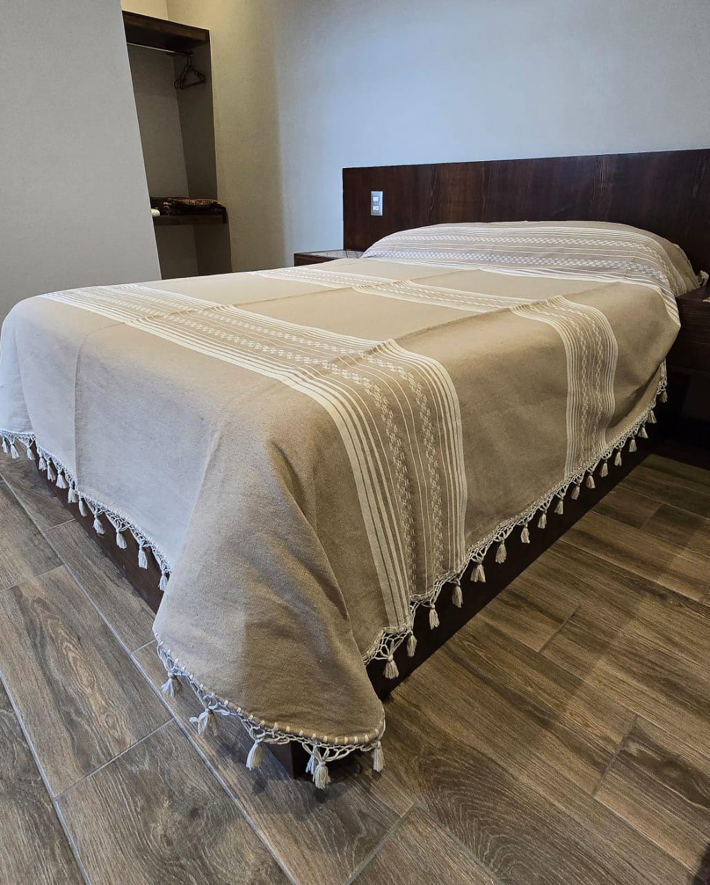 キングサイズベッドカバー メキシコ ミトラ織 手織り 綿100 ハンドメイド