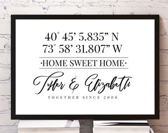 Custom GPS Coordinates Poster, New Home Gift, 11x14 Print
