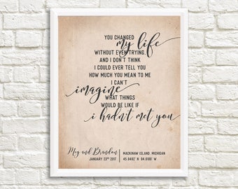 Customizable Anniversary Poster – Our First Date, GPS Coordinates