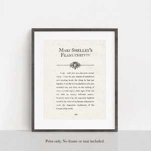 Mary Shelley's Frankenstein Book Page -  Vintage Halloween Art Print - 11x14 Inch Unframed Print