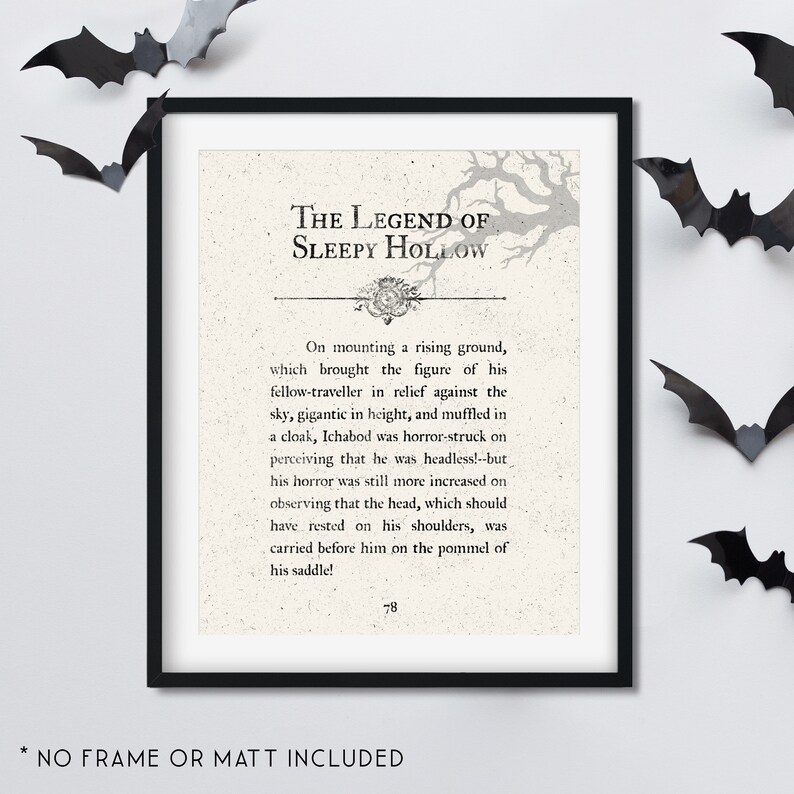 The Legend of Sleepy Hollow Book Page Halloween Quote Etsy