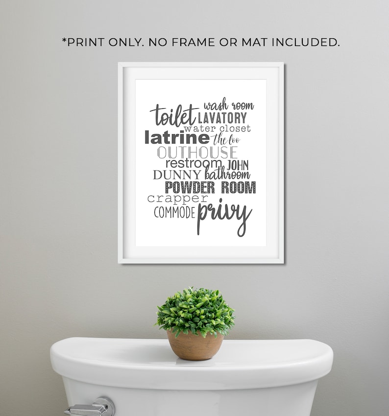 Funny Bathroom Sign Toilet Names Loo Unframed 11x14 Etsy