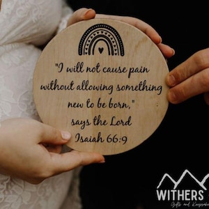 Rainbow Baby Photo Prop Laser wood round Isaiah 66:9 Maternity photo