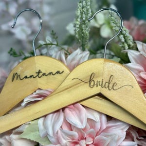 Personalized, Laser engraved, Wooden Hanger for Wedding, Pageant, Dance, Recital, Event Photo prop