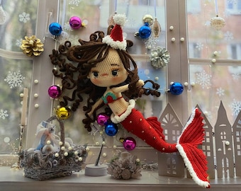 Boneca de crochê artesanal sereia Ariel, amigurumi, boneca, brinquedo, presente, natal