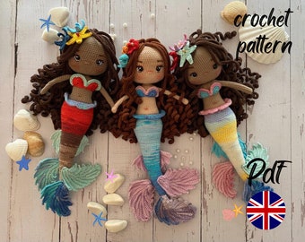 Mermaid Ariel, ENGLISH PATTERN, Crochet pattern, amigurumi, doll, toy, gift, digital download, animal, mermaid, beginner friendly