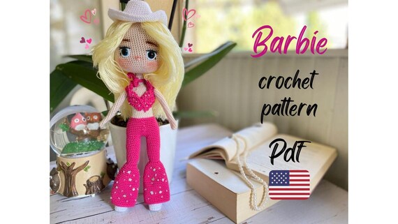 Buy Barbie Crochet Pattern English Pattern Amigurumi Doll Toy