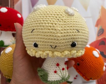 Paddenstoelenamigurumi, haken, handgemaakt, speelgoed, cadeau, breien