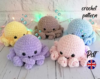 Octopus Squish, ENGLISH PATTERN, Amigurumi, Crochet pattern, amigurumi, doll, toy, gift, digital download, animal, squid, beginner friendly