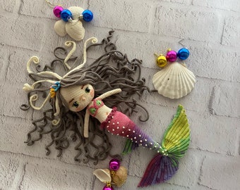 Boneca de crochê artesanal sereia Ariel, amigurumi, boneca, brinquedo, presente