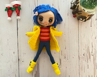 Handmade Crochet Doll: Amigurumi Toy, Gift (32cm)Chibi Coraline,Crochet,Amigurumi Toy ,Handmade Doll,Amigurumi Gift,Soft Sculpture,Cute Toy