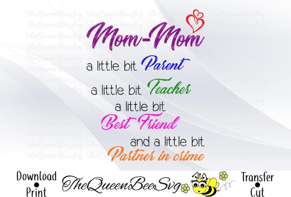 Download Mom Mom Partner In Crime Svg Dxf Eps Png Pdf Tshirt Tumbler Etsy