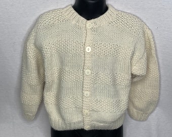 Kids Knit Cardigan Full Button Up beige roughly Size 7 - 8