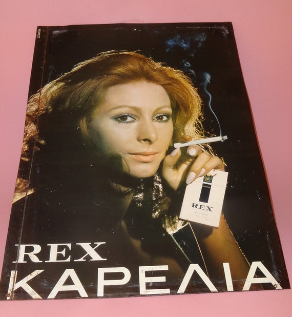 karelia cigarettes REX KARELIA CIGARETTES Tin Metal Advertising Sign Greece 1970's, Greek  Smoke Tobacco Cigar Wall Decor Sign 70's