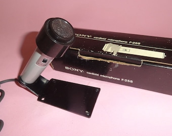 Micrófono cardioide Sony F-25S Tokio, Japón. Micrófono de mano miniatura para estudio de grabación de audio retro. Accesorios de radio.