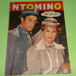 ALIKI VOUGIOUKLAKI & BARKOULIS Andr. Ntomino Magazine 1950&#39;s, Greek Magazine Domino Actors Articles Photos, Greece Aliki Vougiouklaki Cover
