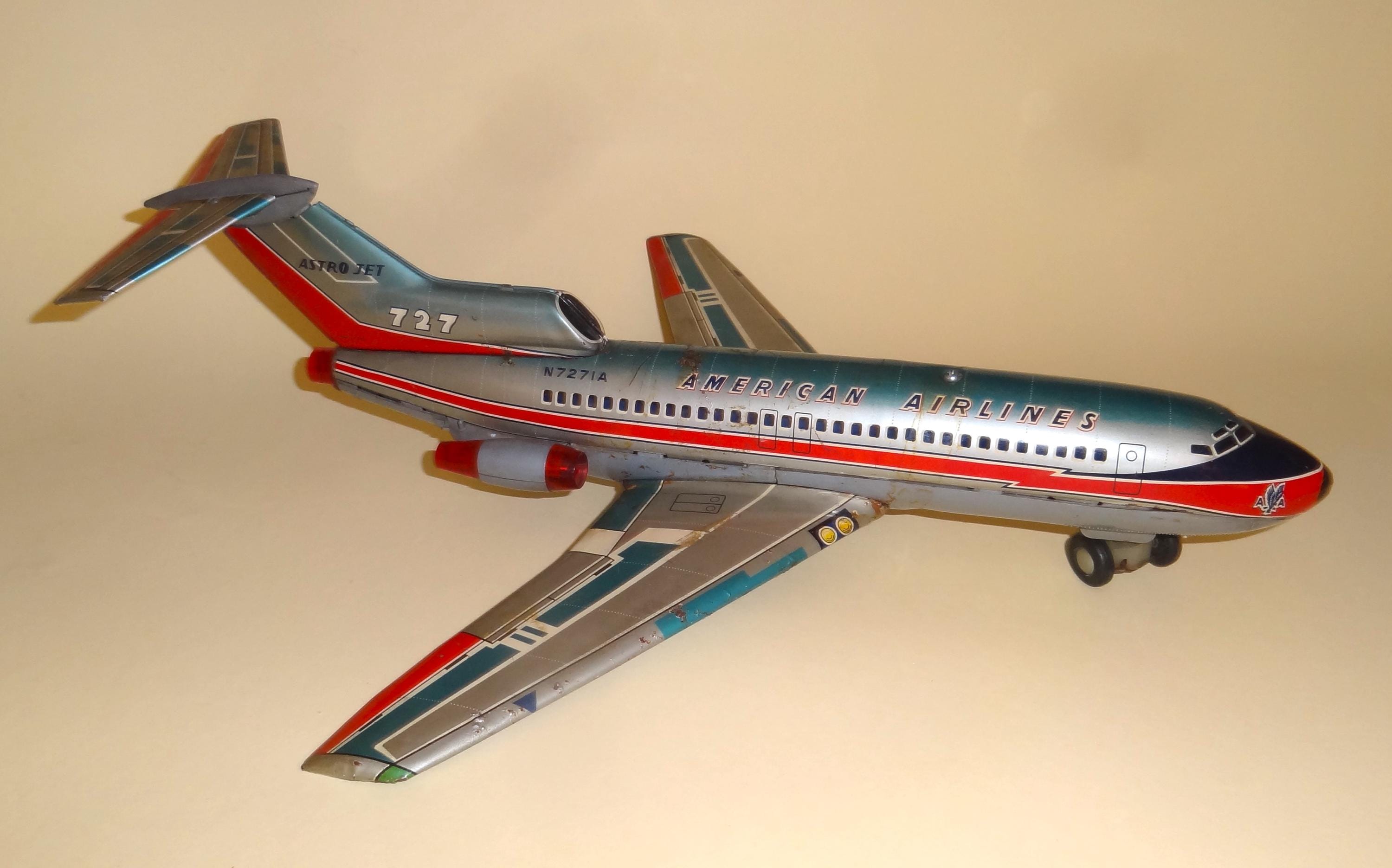 Vtg JET of THE SOARING 1960's Tin Litho Airplane Boxed by Marx