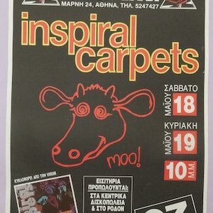 AFFICHE originale de tapis The Beast Inside 1991, groupe de rock indépendant britannique Live Rodon Athènes Grèce, affiche de musique Pub Club Cafe 20 x 27 pouces