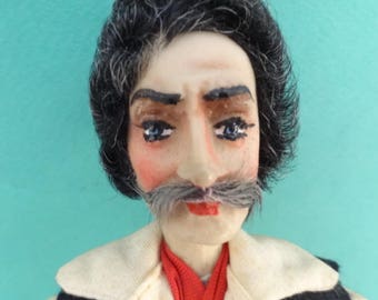 Vtg HANDMADE DOLL Greek Folklore Man 1970&#39;s, Dolss & Professions Greek Local Costumes, Painted Face Doll Greek Man Figure Doll