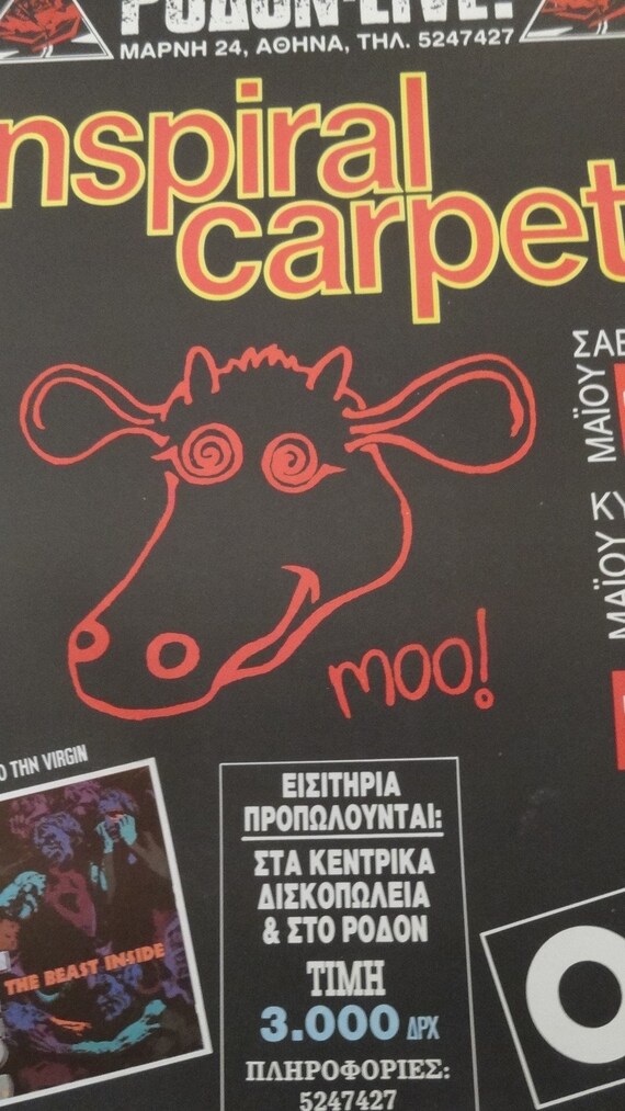 Original INSPIRAL CARPETS Poster 1991, the Beast Inside Concert