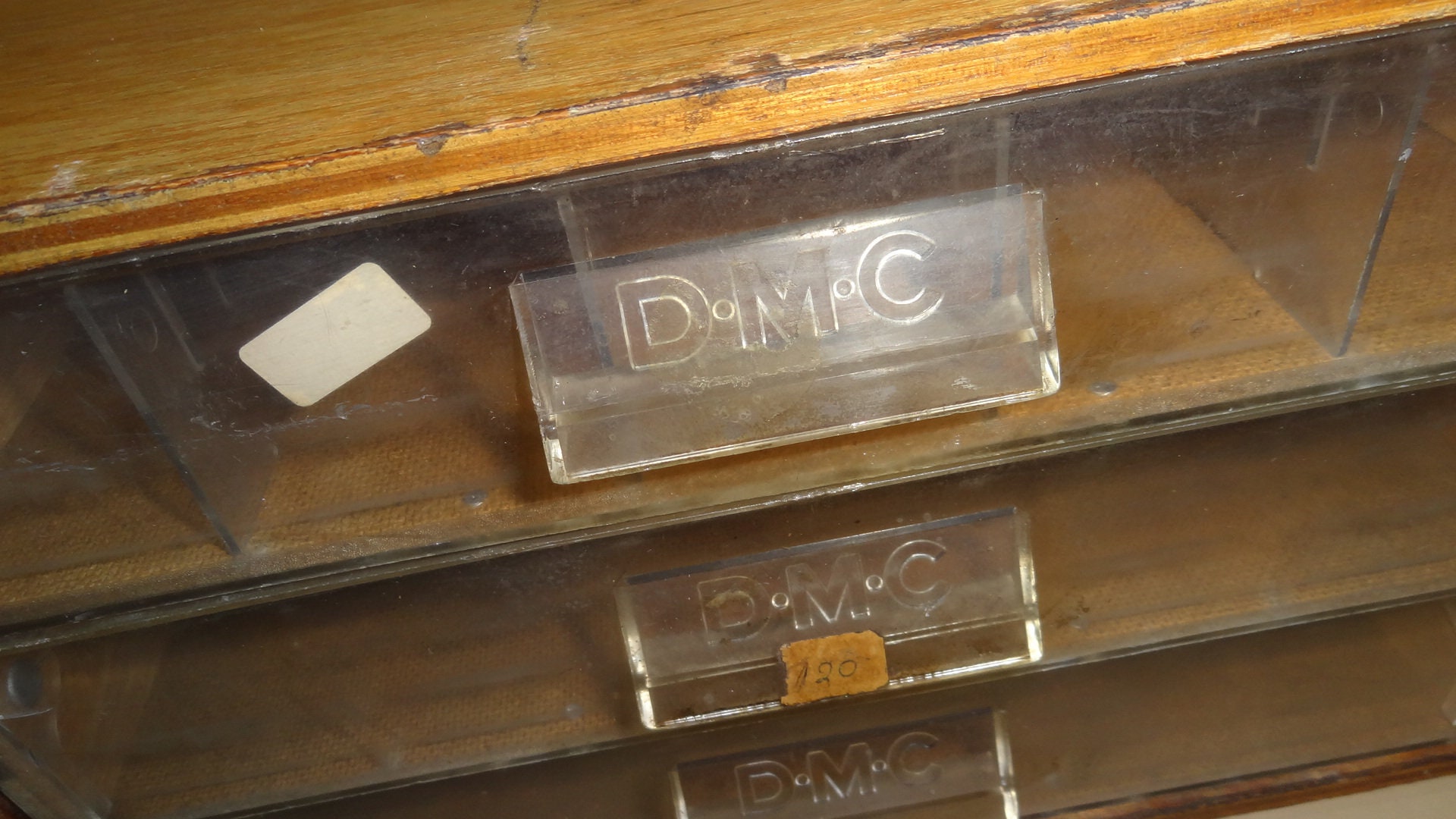 Vtg DMC THREAD Wooden Display Chest W/ Drawers Etsy