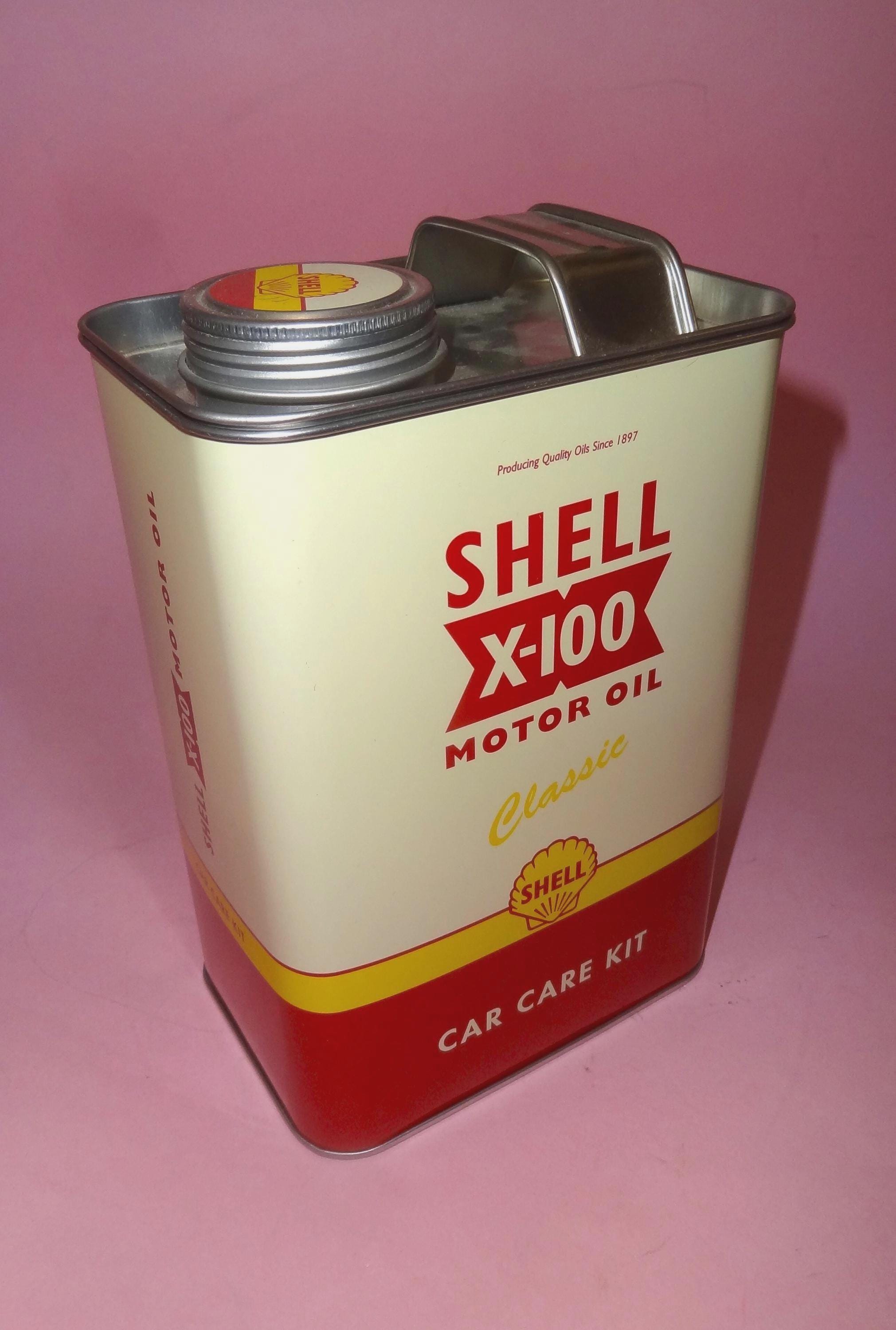 SHELL X-100 ANNIVERSARY Car Care Kit Tin Oil Can, Shell