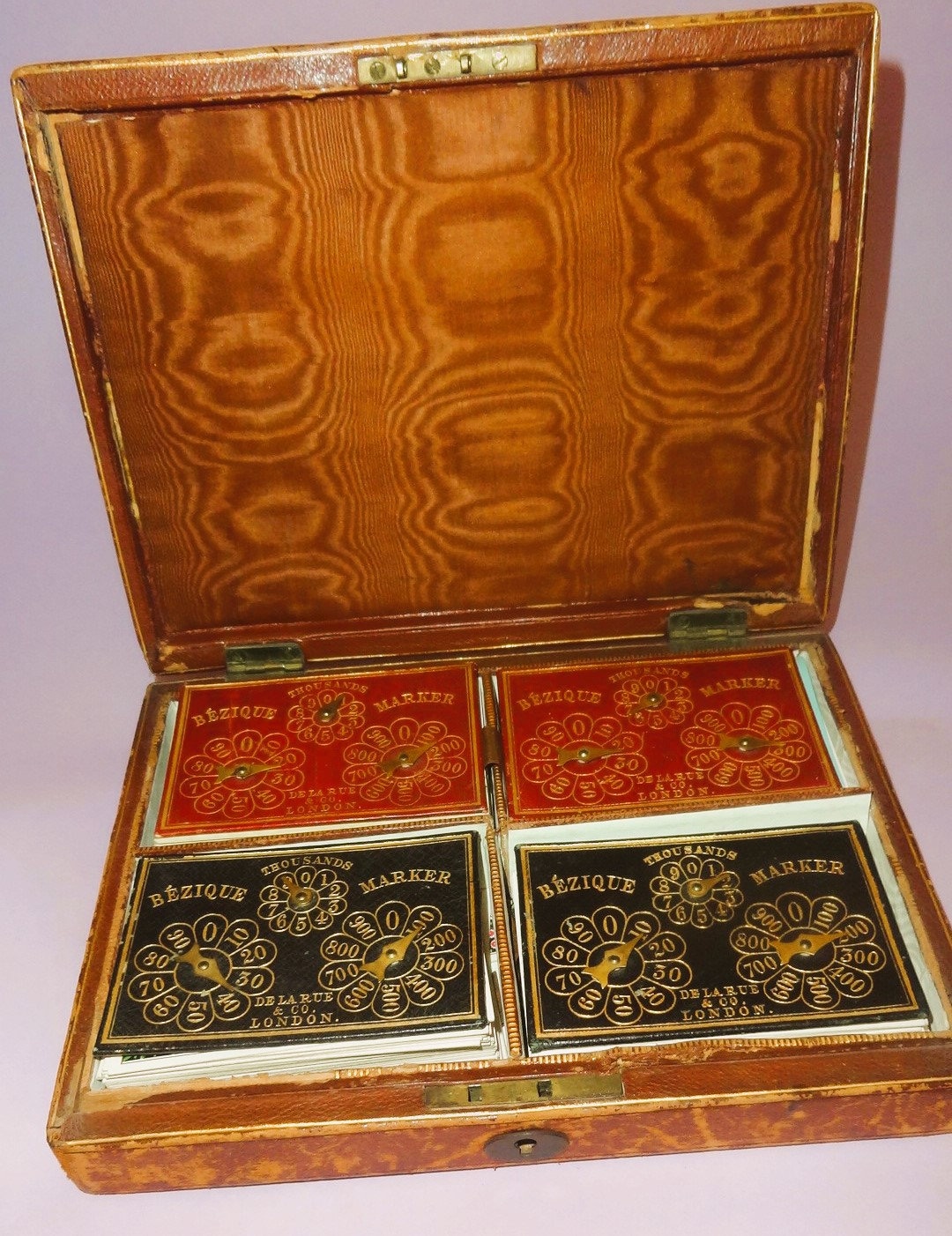 RUBICON BEZIQUE PLAYING Card Set Box W/ 4 Card Decks 1940's, German ...
