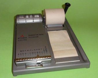 Vtg RETRO CALENDAR MITSUBISHI Metal Perpetual w/ Pen Holder & Note Taking 1970&#39;s, Old Desktop Manual Calendar, Old Office Gift Calendar &#39;70s