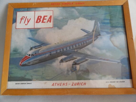 Vintage BEA British European Airways Poster A3 Print