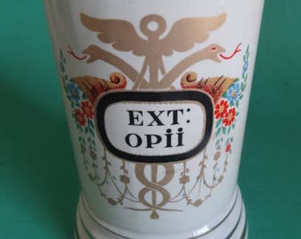 PORCELAIN MEDICAL JAR Greece 1960's, Greek Koper Pharmaceuticals Old Ceramic Jar